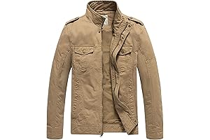Men's Casual Washed Cotton Military Jacket