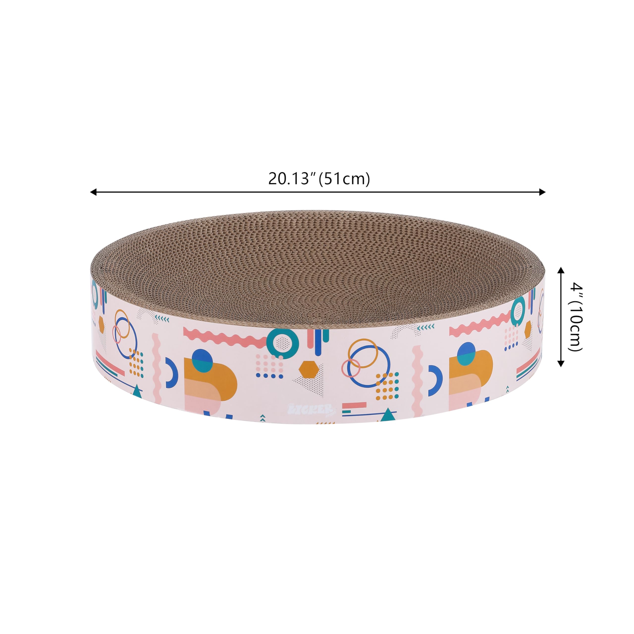 CSR1010A Nelson 51 cm nowoczesna kartonowa okrągła miska drapak dla kota z kocimiętką, jasnoróżowy/wielokolorowy