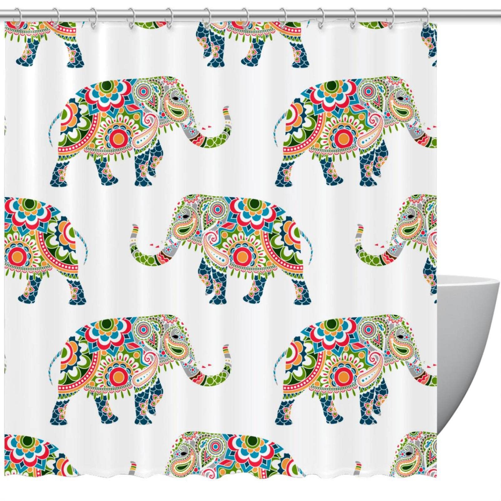 Rideau de douche bohème éléphant pour une salle de bain zen et propre