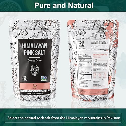Miniatura 6 de Soeos Sal rosa del Himalaya de grano grueso 32 onzas 3199oz sal de roca pura natural sal rosa de cristal puro gourmet sal rosa para molinillo y