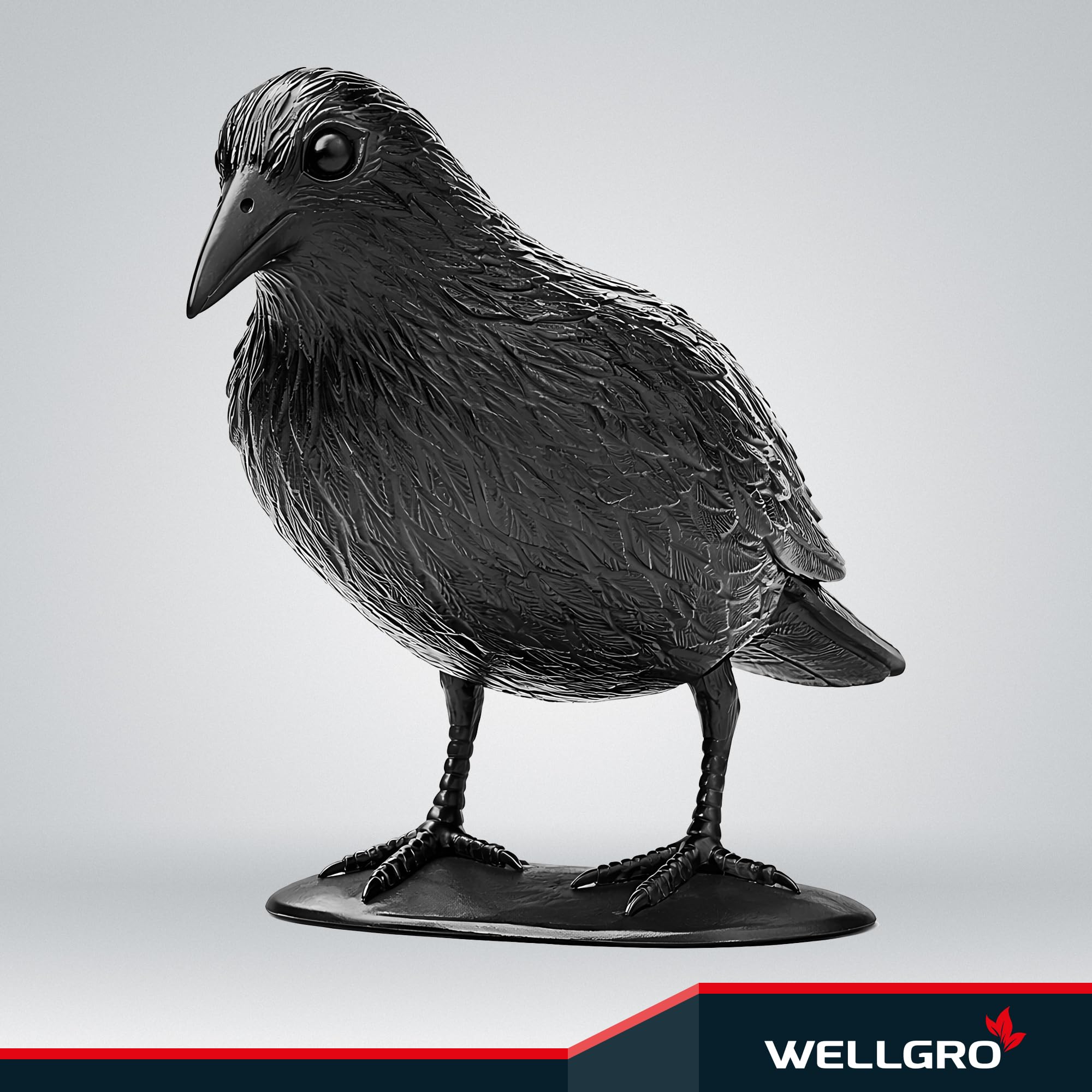 WELLGRO 4 X Uccello Schreck, Corvo Seduto di Plastica, Nero