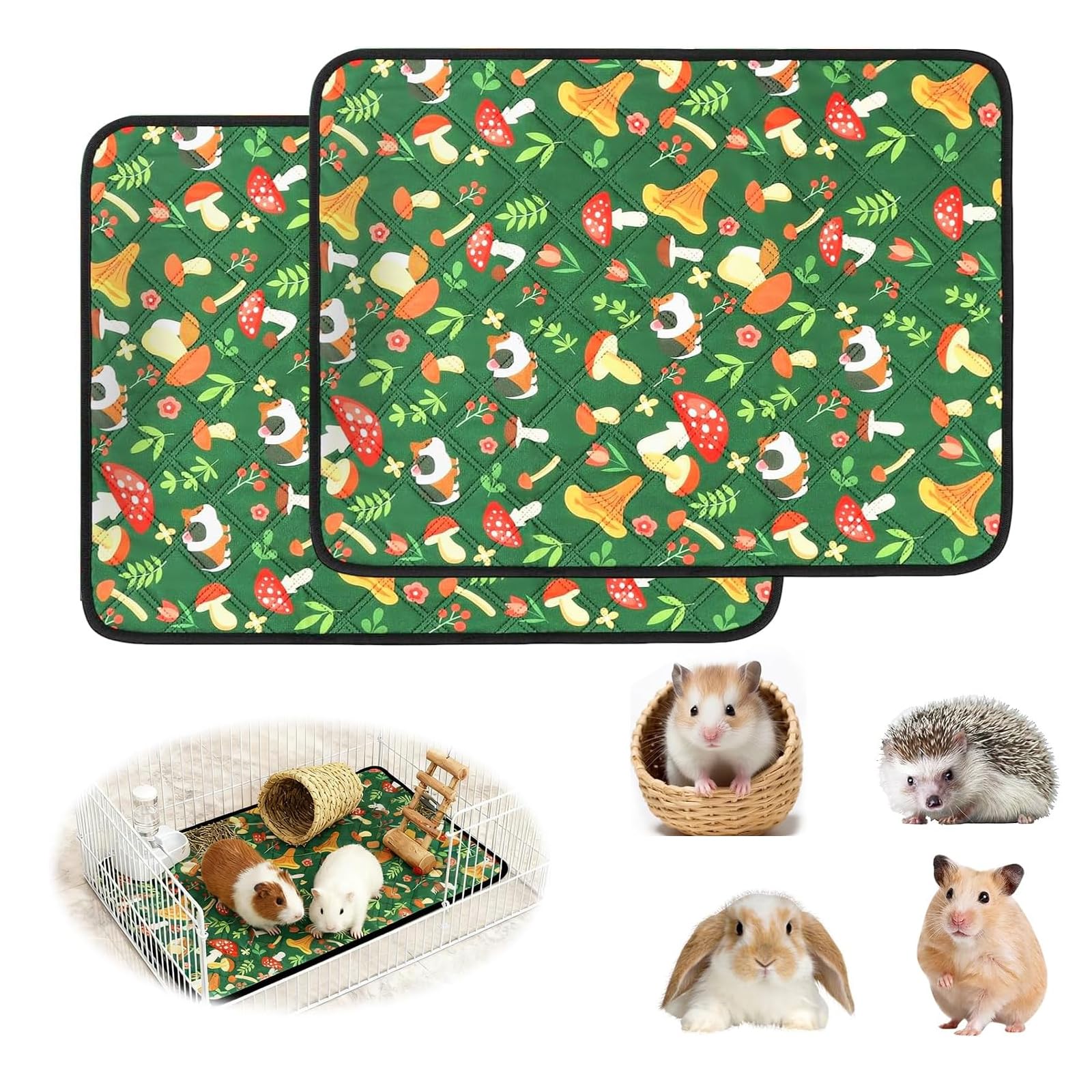 2 Pack Guinea Pig Cage Liner Waterproof Guinea Pig Liners for Cage Washable Non-Slip Guinea Pig Fleece Cage Liner for Small Animal Chinchilla Hamster