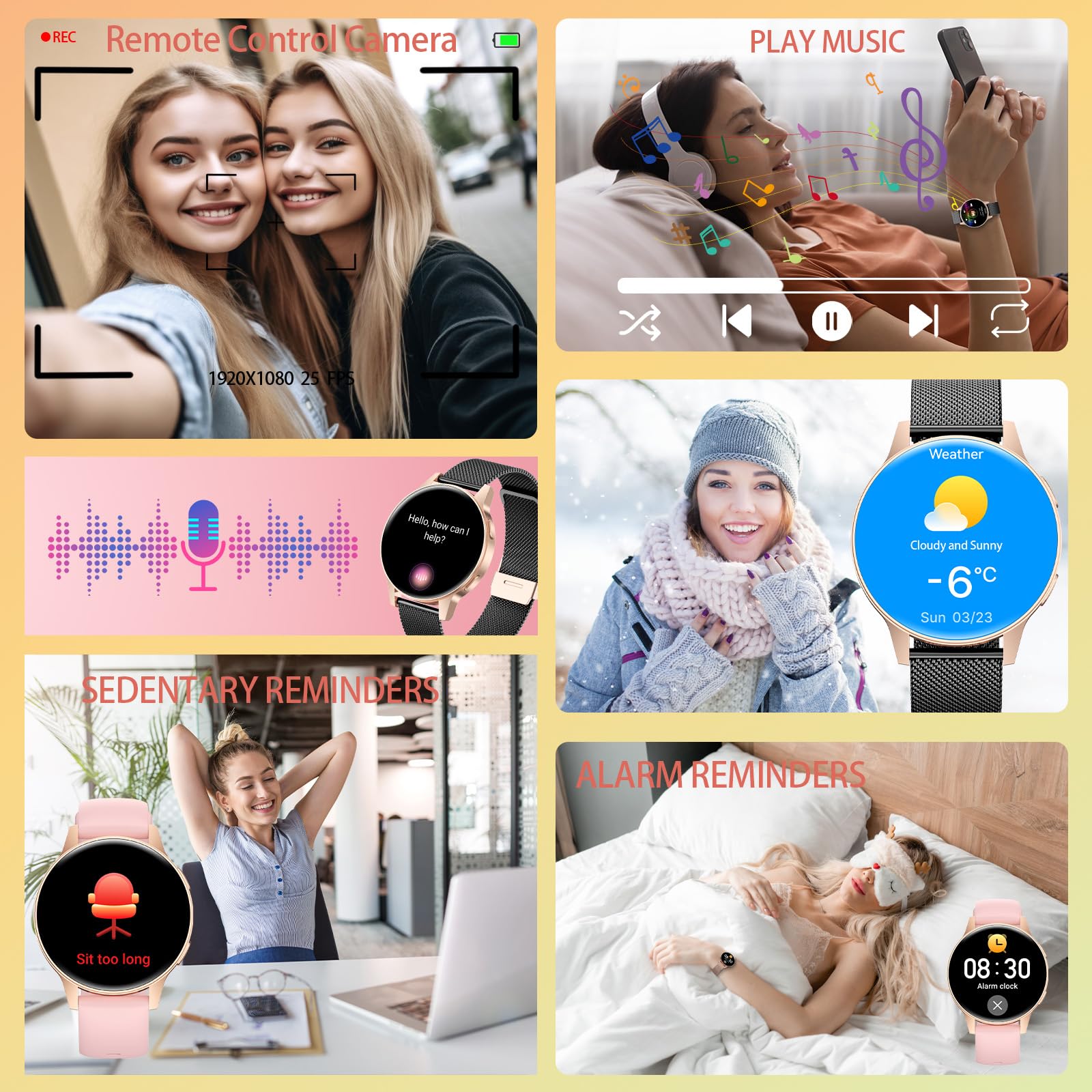 2025 Montre Connectée Femme avec SIRI/ET/HR, 1.27" TFT Smartwatch avec Appel Bluetooth Cardiofréquencemètre 120+ Modes Sport Montre IP68 Fitness Podomètre pour Android iOS (Or Noir)