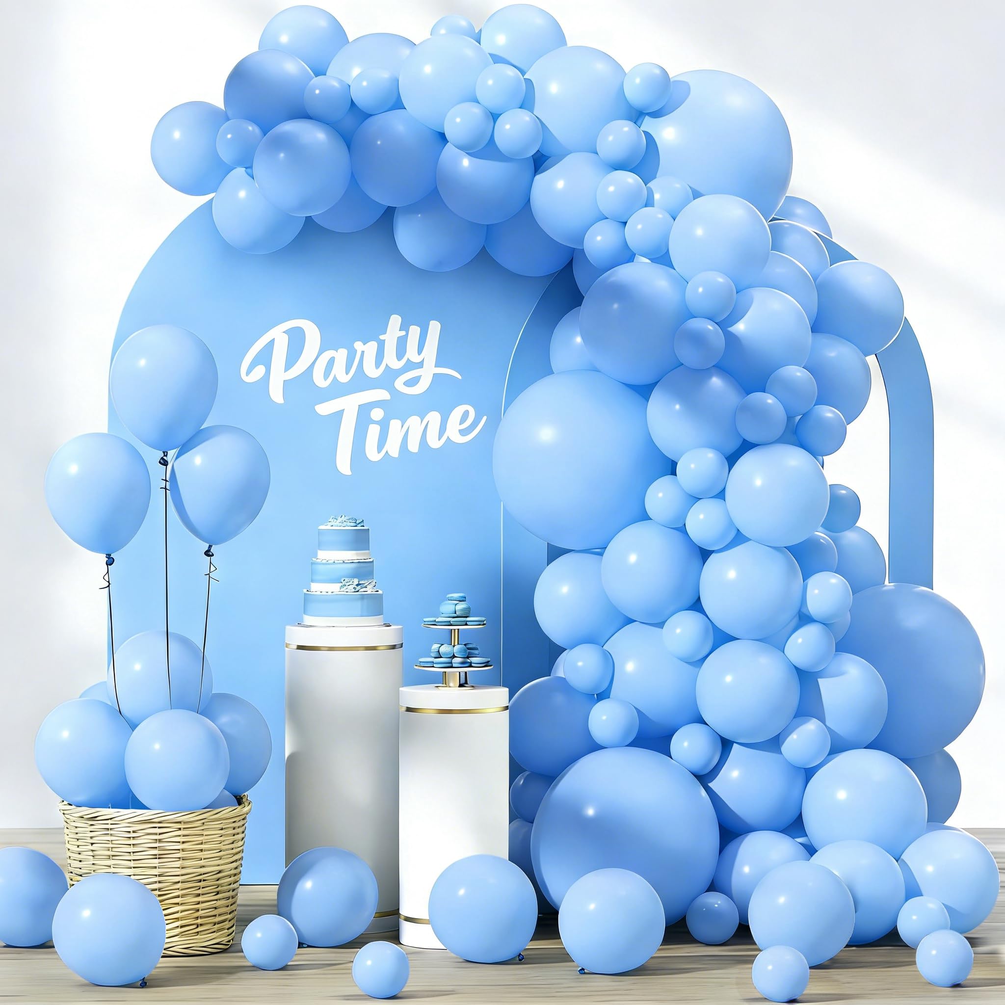Light Blue Balloons, 102pcs Light Blue Balloon Arch Kit, Latex Balloons, 18 12 10 5 Inch Different Sizes Balloon Garland, Perfect for Baby Shower, Birthday, Wedding & Graduation Decorations