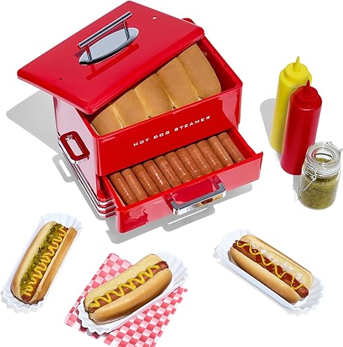 Miniatura 55 de Nostalgia Oscar Mayer - Vaporizador y calentador de bollos para perros calientes estilo diner, capacidad para 8 perros calientes y 4 bollos