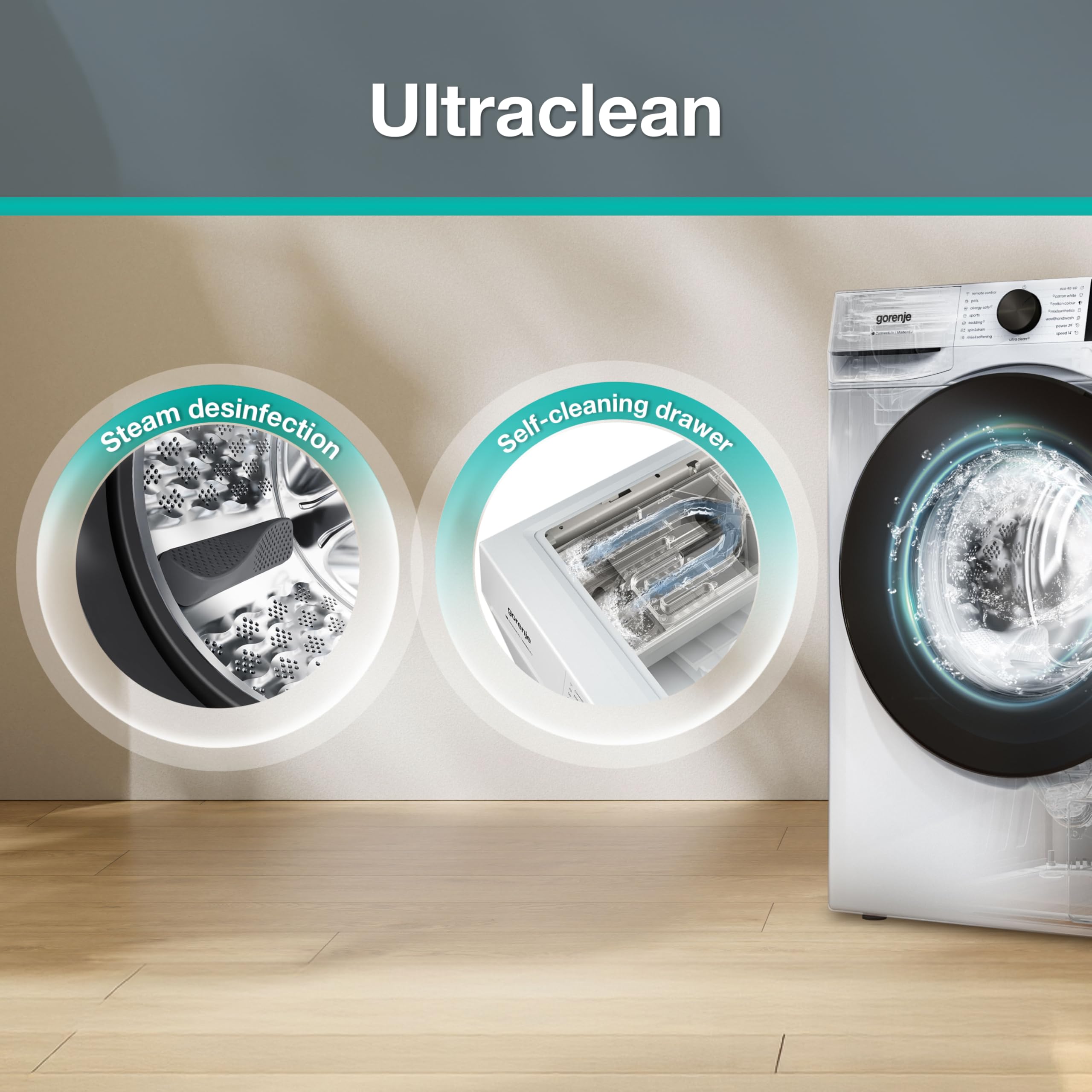Gorenje W5G494A1P1 Waschmaschine 9 kg 1400 U/min ConnectLife Dampffunktion Weiß