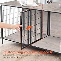 Vista 6 de Mueble de jaula para perros para 2 perros, perrera de 43.3 pulgadas con divisor extraíble, muebles para perros resistentes y resistentes