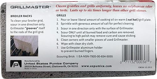 Miniatura 2 de US Pumice BQ-12 Bar-B-Q Limpiador 100% piedra pómez natural, ladrillo para parrilla de limpieza, tamaño mediano, 5.75 x 2.75 x 2.75 pulgadas (cada