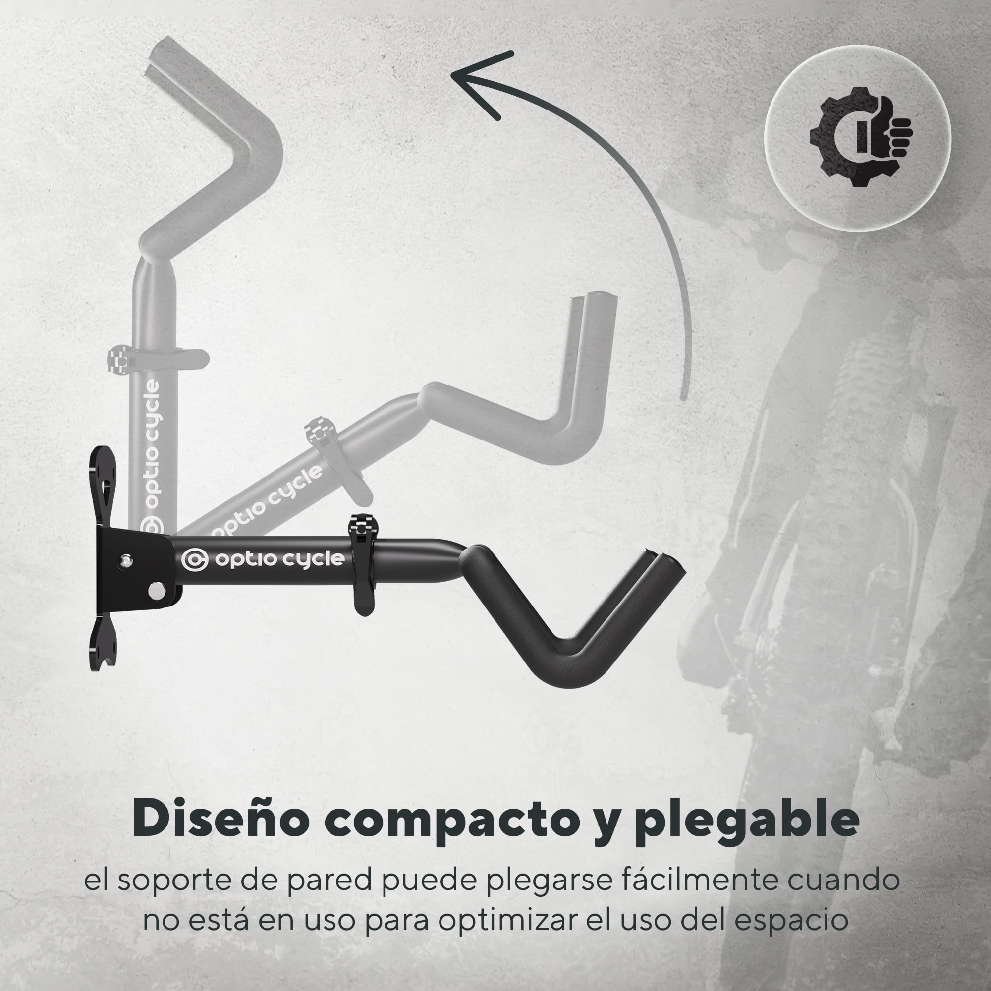 Soporte Bicicletas Pared Horizontal Plegable – Colgador Bicicleta Pared para E-Bike, MTB, Gravel y Carretera hasta 25 kg | Soporte Bici para Garaje, Trastero y Casa | Gancho Bici