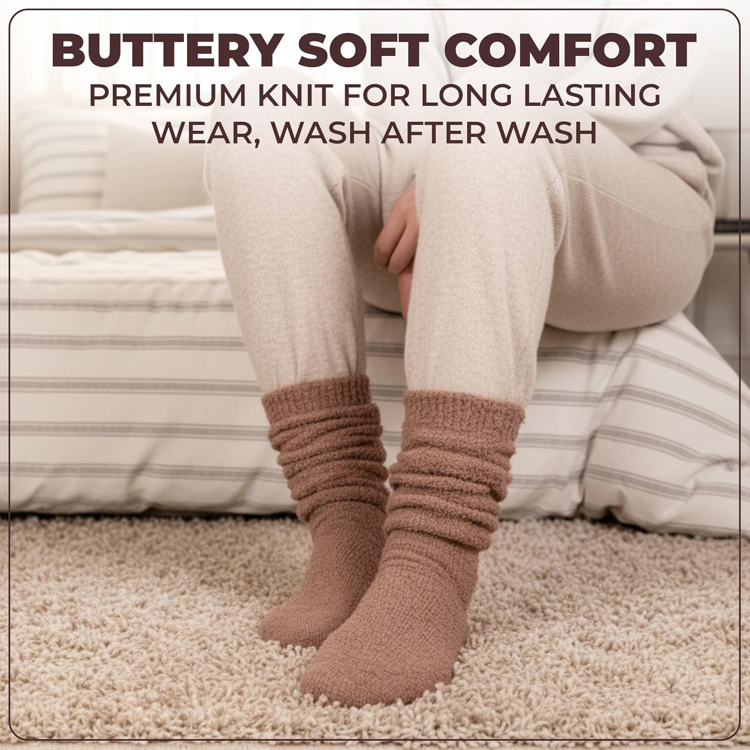 2-Pairs Super Soft Slouchy Socks for Women - Cozy, Fluffy and Fuzzy Socks - Warm Boot and Slipper Socks for Winter - Image 3