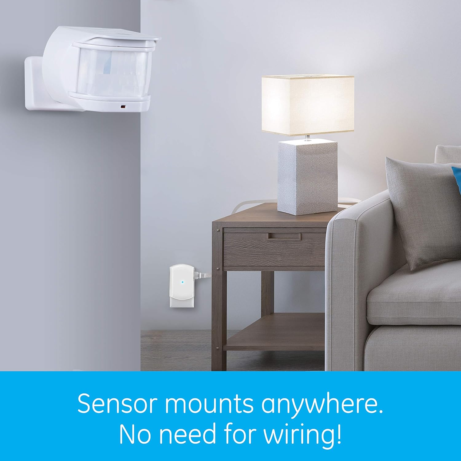 GE, White, Wireless Motion-Sensing Control Transmitter with 1 Grounded Outlet Receiver, 30ft. Detection Range, Off after 10 Mins, for Lamps and Other Indoor Lighting, 12751, Sensor Switch - - 