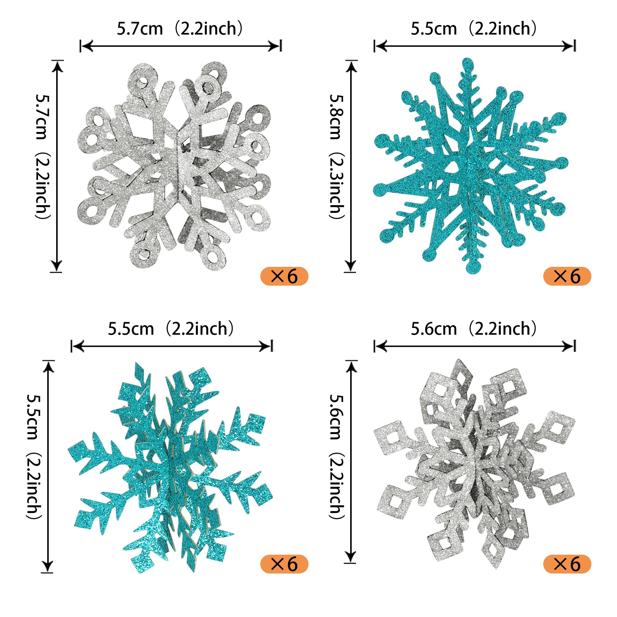 Rsstarxi 48 Pack Snowflake Cupcake Toppers Double Side Glitter Snowflake Party Cupcake Picks Decorations for Winter Frozen Theme Baby Shower Kids Birthday Christmas Party Cake Decorations Blue