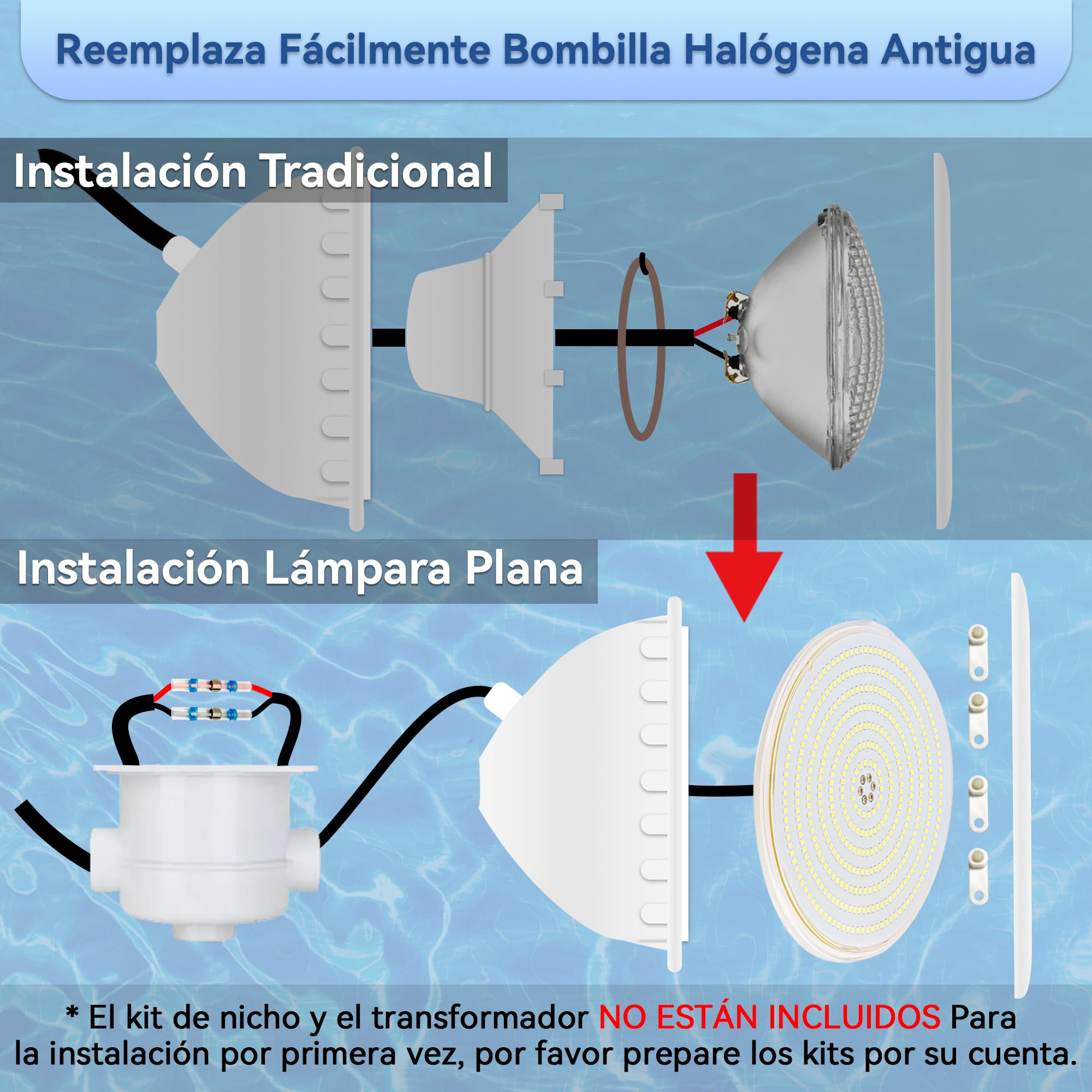LyLmLe Foco LED Piscina Relleno de Resin, 35W PAR56 Lámpara Piscina RGB Regulable Multicolor Sincronizada LED Bombilla con Remoto, Ángulo de Haz de 140 °,IP68 Impermeable, 12V AC(2 Focos)