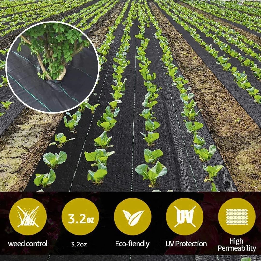 eGarden Agrotkanina - Włóknina przeciw chwastom, folia ogrodowa 90 g/m² – przepuszczająca wodę, odporna na promieniowanie UV tkanina do skutecznego zwalczania chwastów (1,6 x 100 M - 160m2)