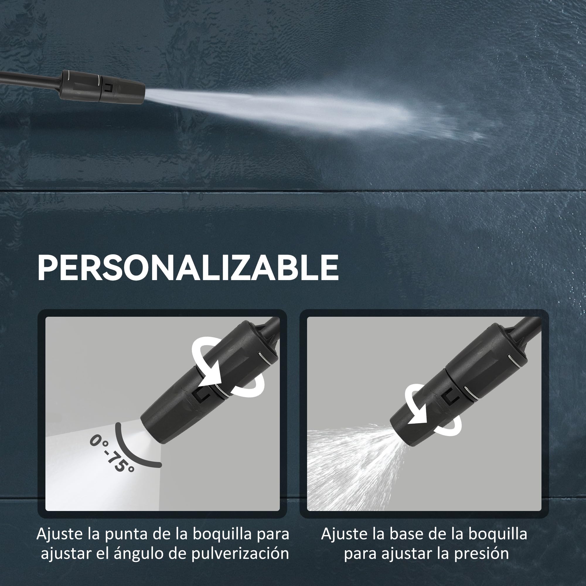 Outsunny Hidrolimpiadora de Alta Presión 2200W, Presión 170 Bar, Caudal 420 L/h, con Bomba de Aluminio, Parada Automática, Manguera de 6 m, Incluye Botella de Espuma y Boquilla Ajustable Verde y Negro