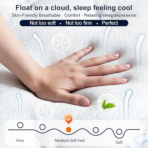 Miniatura 3 de Colchón King de 14 pulgadas, colchón híbrido de 7 zonas de soporte mejorado tamaño King en una caja con espuma viscoelástica de gel refrescante y