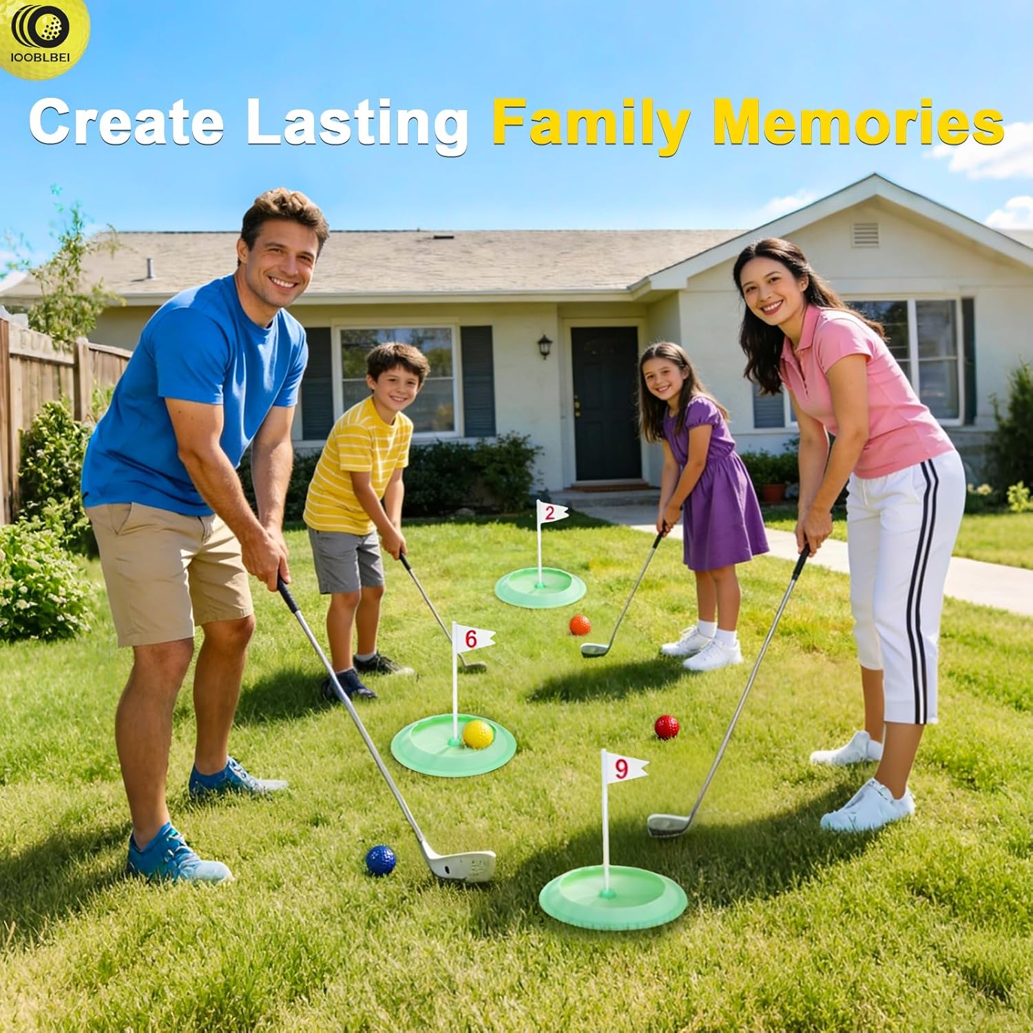 Mini Golf Game Putting Chipping Game Set - Build Your Own Course at Home Indoor Outdoor, Includes 9 Holes, 4 Balls, Dry-Erase Scoreboard with Pens, Family Party Golfs Gifts for Golfer