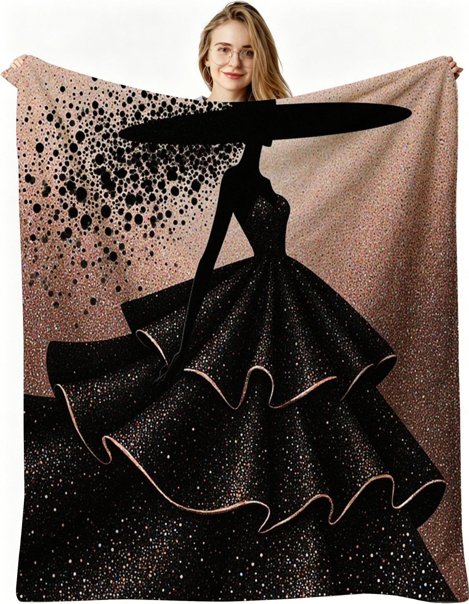 Coperta Pile Matrimoniale 240x260 cm Ragazza Nera, Coperta XXL Super Morbida Multiuso Come Copriletto o Plaid da Salotto, Calda e Leggera, Protezione dal Freddo, AW6918