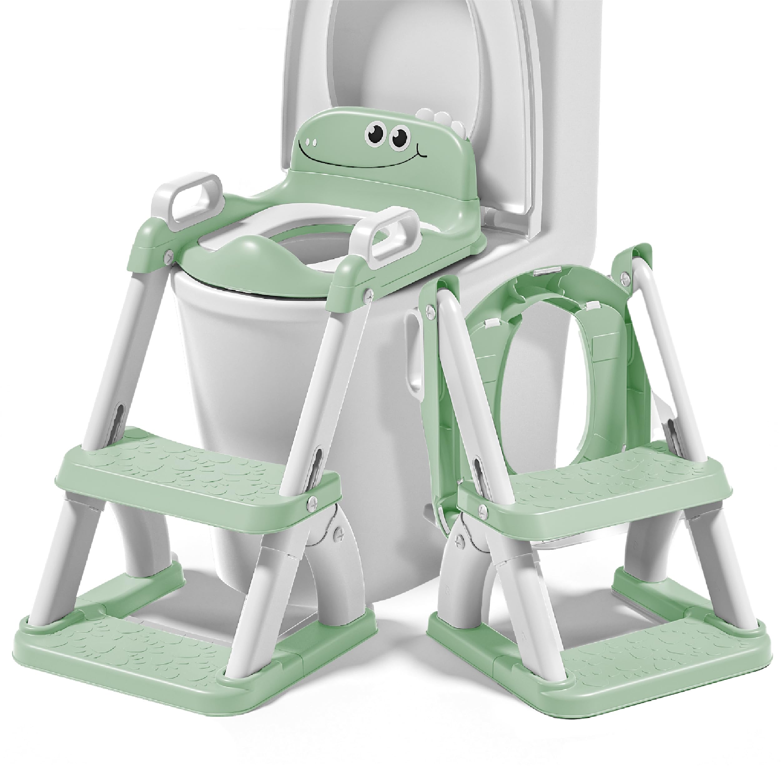 Toddler Toilet Training Seat with Ladder – Baby Potty Training Seat with Steps – Foldable Child Toilet Seat and Step – Kids Toilet Ladder for Toddlers – Safe, Adjustable & Non-Slip