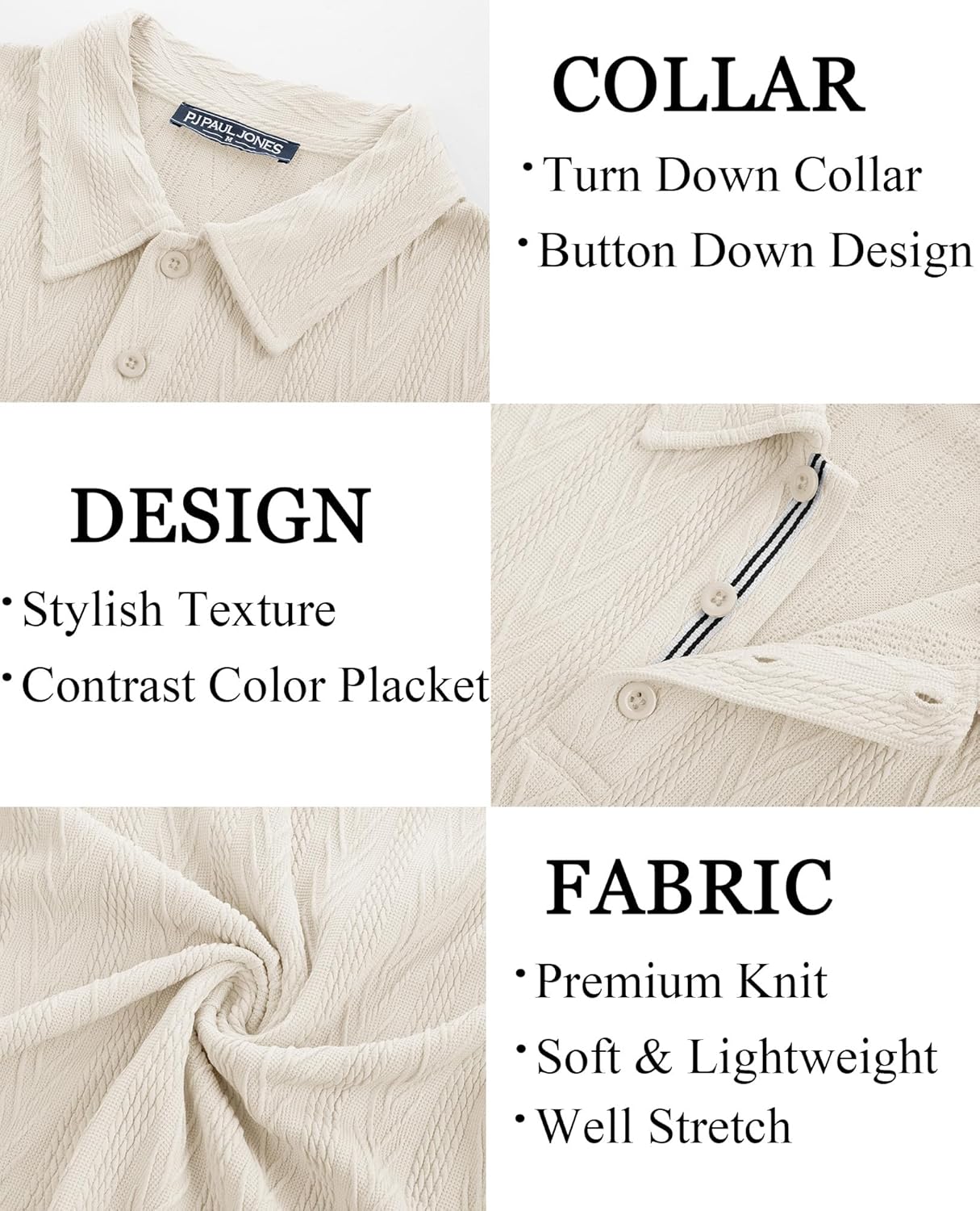PJ PAUL JONES Mens Polo Shirts Short Sleeve Casual Textured Knit Polo Shirt for Men Golf Collared - Image 5