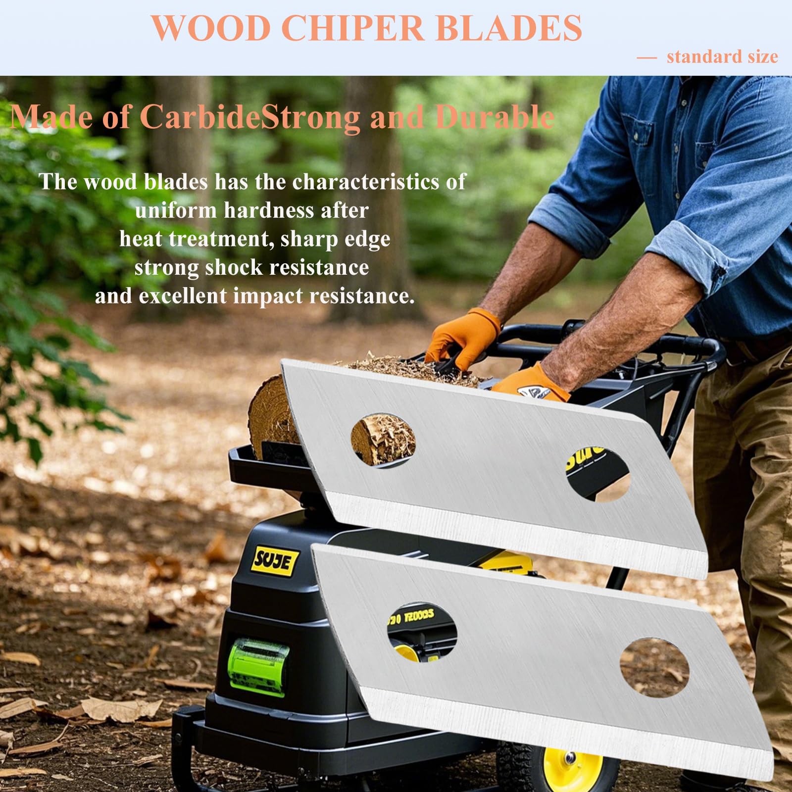 4 cuchillas de madera compatibles con Sun Joe CJ601E, CJ602E, Earthwise GS70015, kit de herramientas de corte de doble cara reemplazables, con llave hexagonal en forma de L