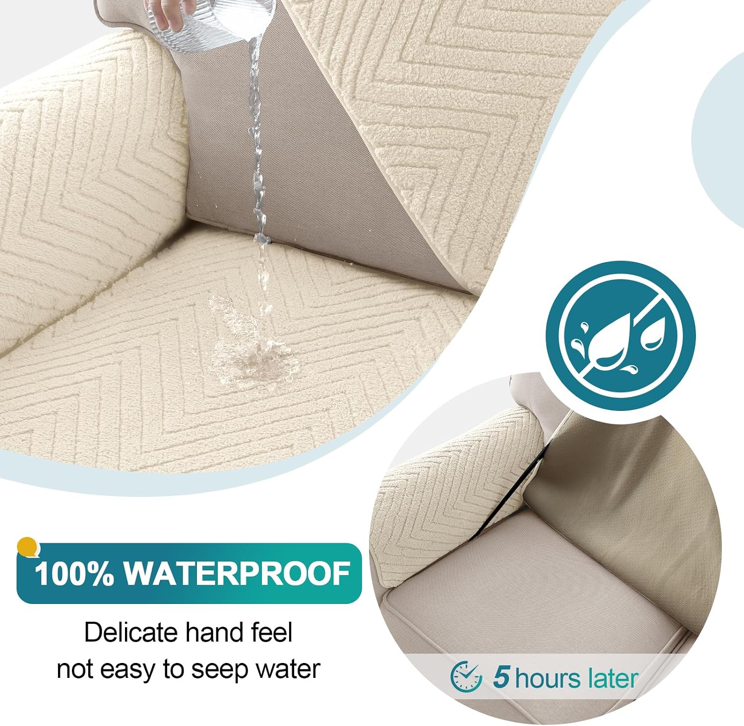 Turquoize Waterproof Couch Cover for Dogs Fuzzy Pet Couch Covers for Sofa Thick Dog Bed Cover Non-Slip Sofa Covers for 2 Cushion Couch Protector Slipcover Pet Friendly (Beige, 36" x 48")