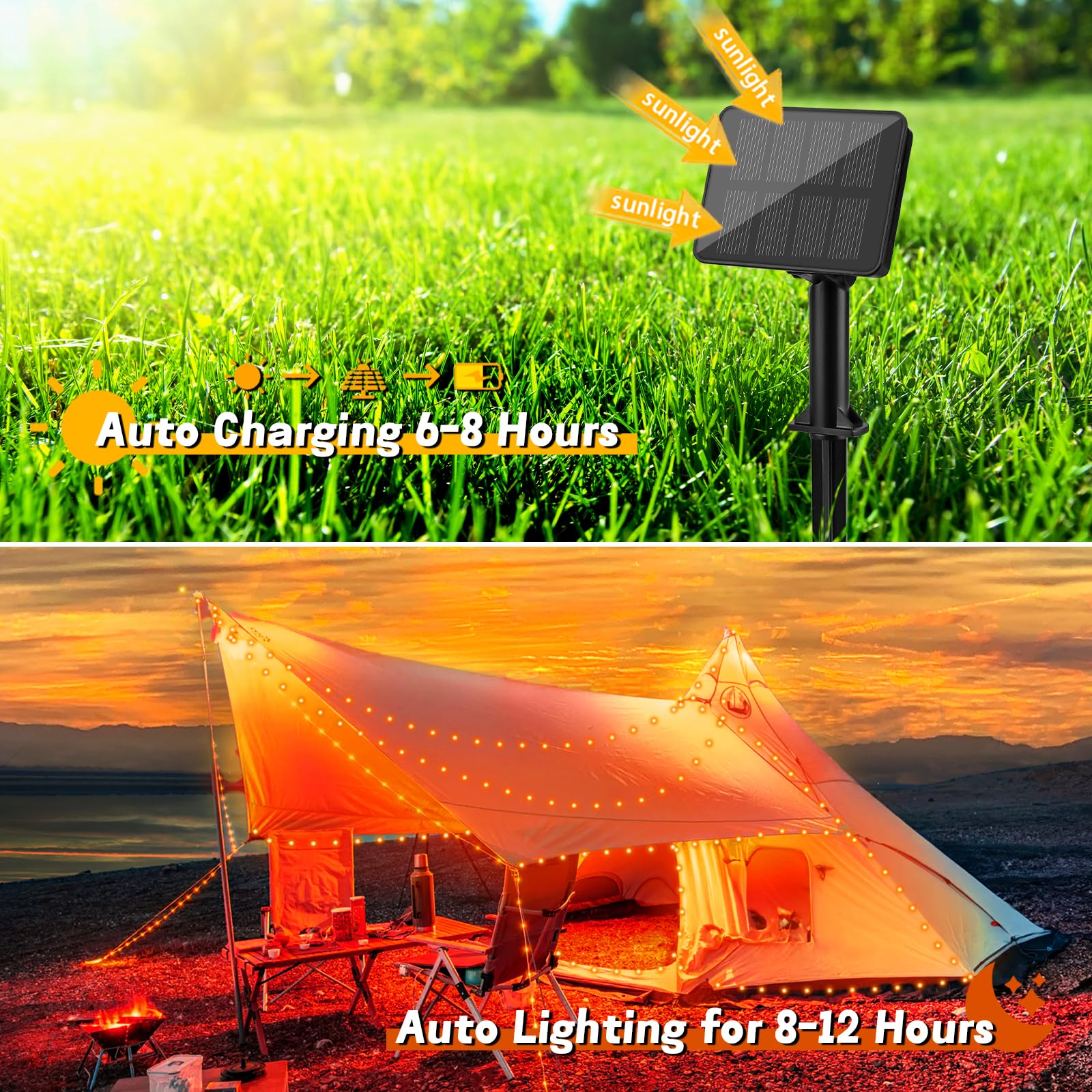 Gcstnn Garden Solar Lights Outdoor, 5M 50 LED Solar Fairy Lights - Image 3