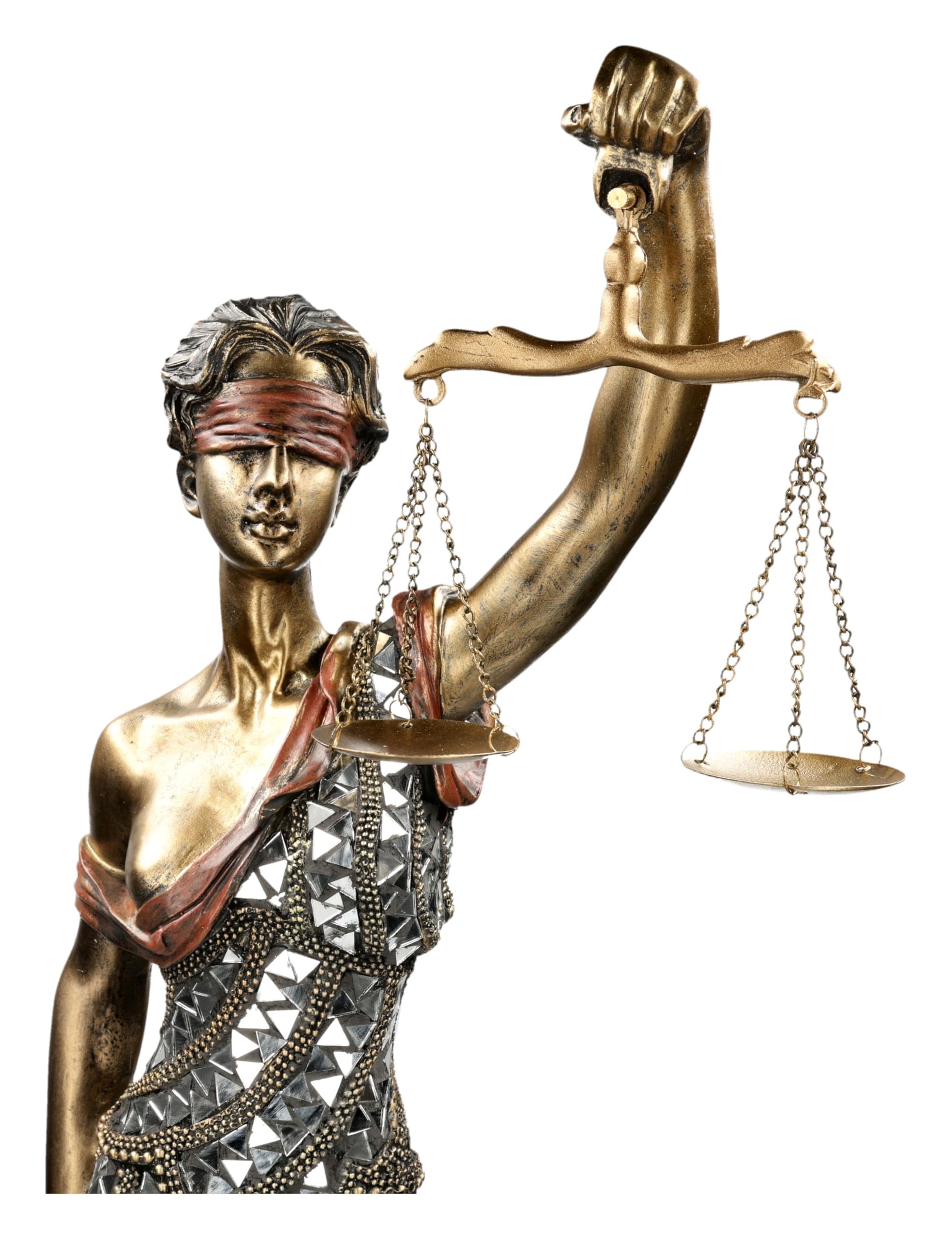 Figuren Shop GmbH Justitia Figur – Moderne Darstellung der Göttin der Gerechtigkeit (82 cm) – handbemalte Kunststein-Skulptur – Edle Deko für Kanzlei, Büro & Notariat – Geschenkidee für Juristen
