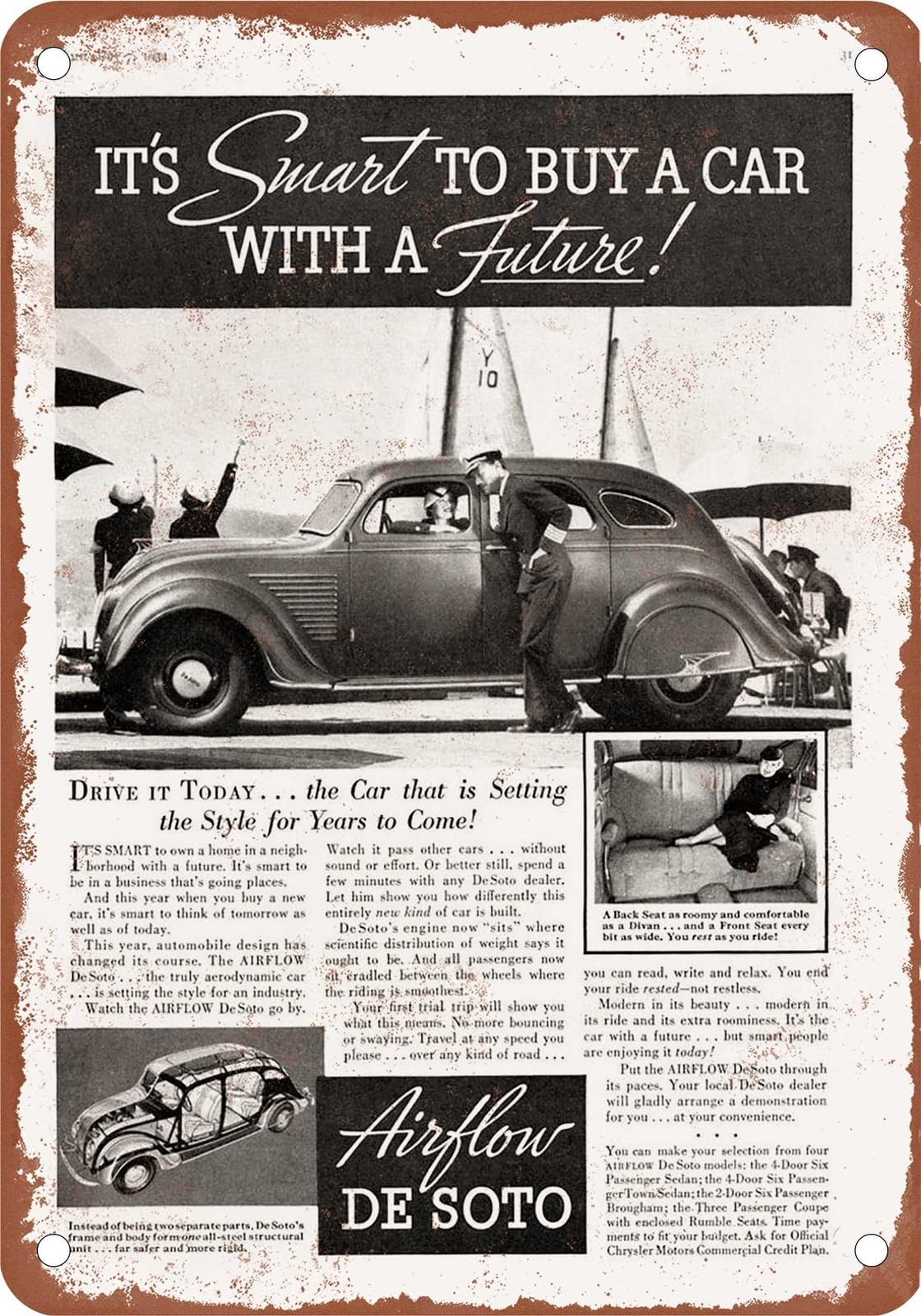METAL SIGN - 1934 DeSoto Vintage Ad 12 - Old Retro Rusty Look home decor