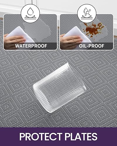 Miniatura 7 de DEXI Tapete de cocina acolchado antifatiga, juego de 2 alfombras de cocina antideslizantes, impermeables, cómodas de pie, 17 x 29 + 17 x 59