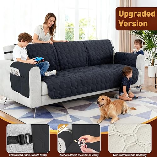 Miniatura 2 de XINEAGE Funda de sofá 100% impermeable para sofá, antideslizante, acolchada, protector de muebles para perros, niños y mascotas, funda de sofá,