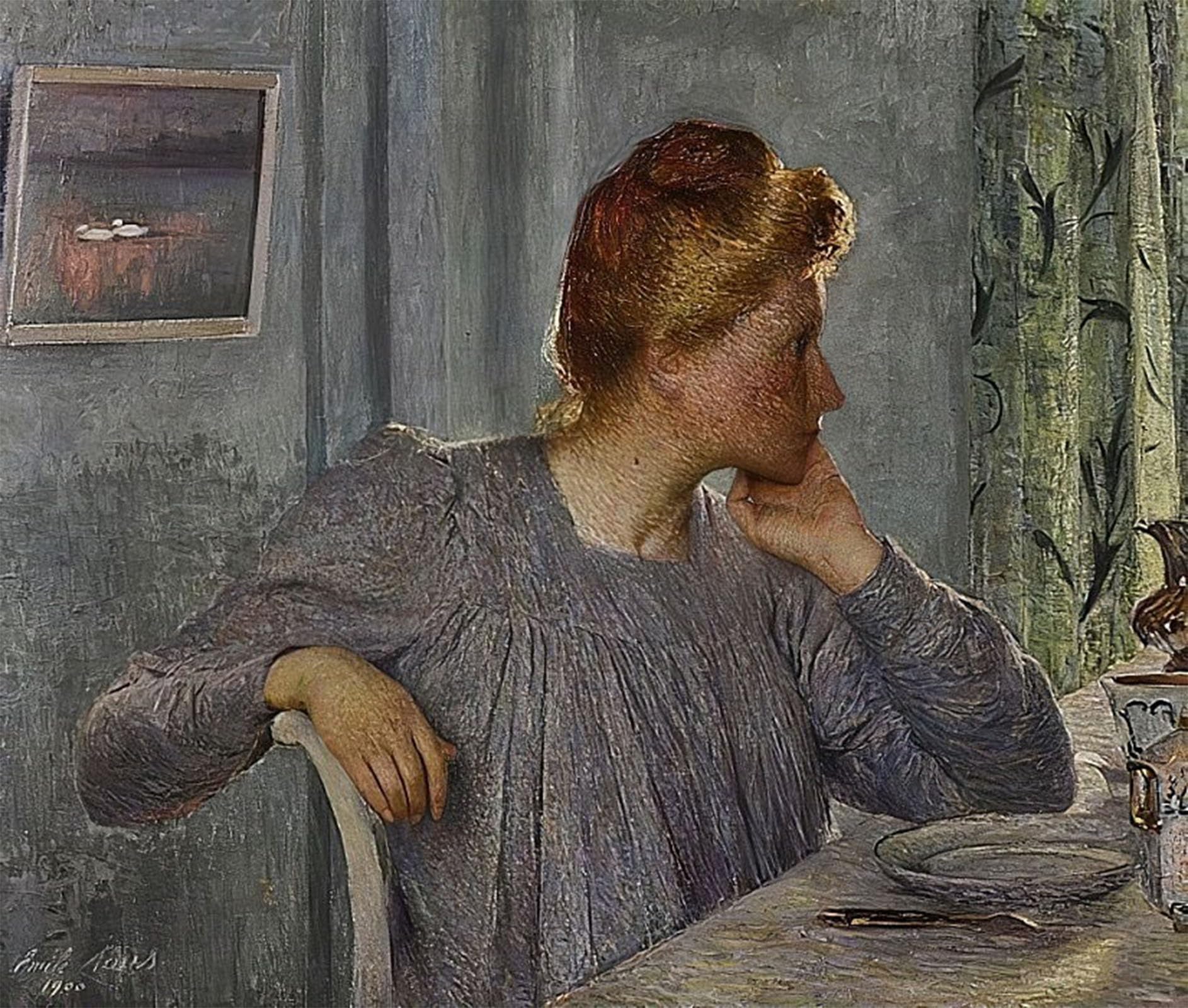 SERENDIPITP Abstract Painting Mural Print Picture Wall Decor Painting Frau by Emile Claus Vintage Wall Artwork for Home Decor 60x90cm