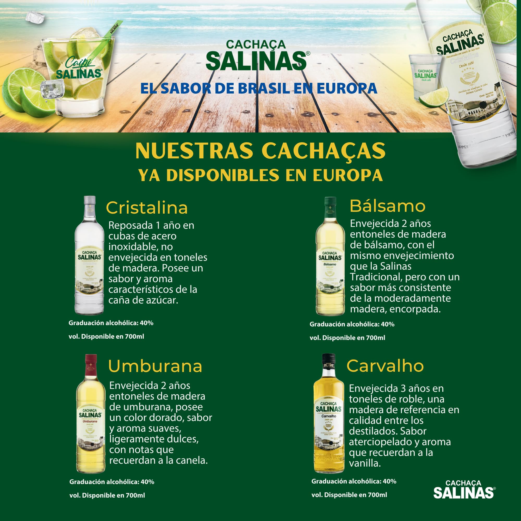 Cachaça Salinas Premium 700 ml Destilado Artesanal de Brasil para Caipirinha
