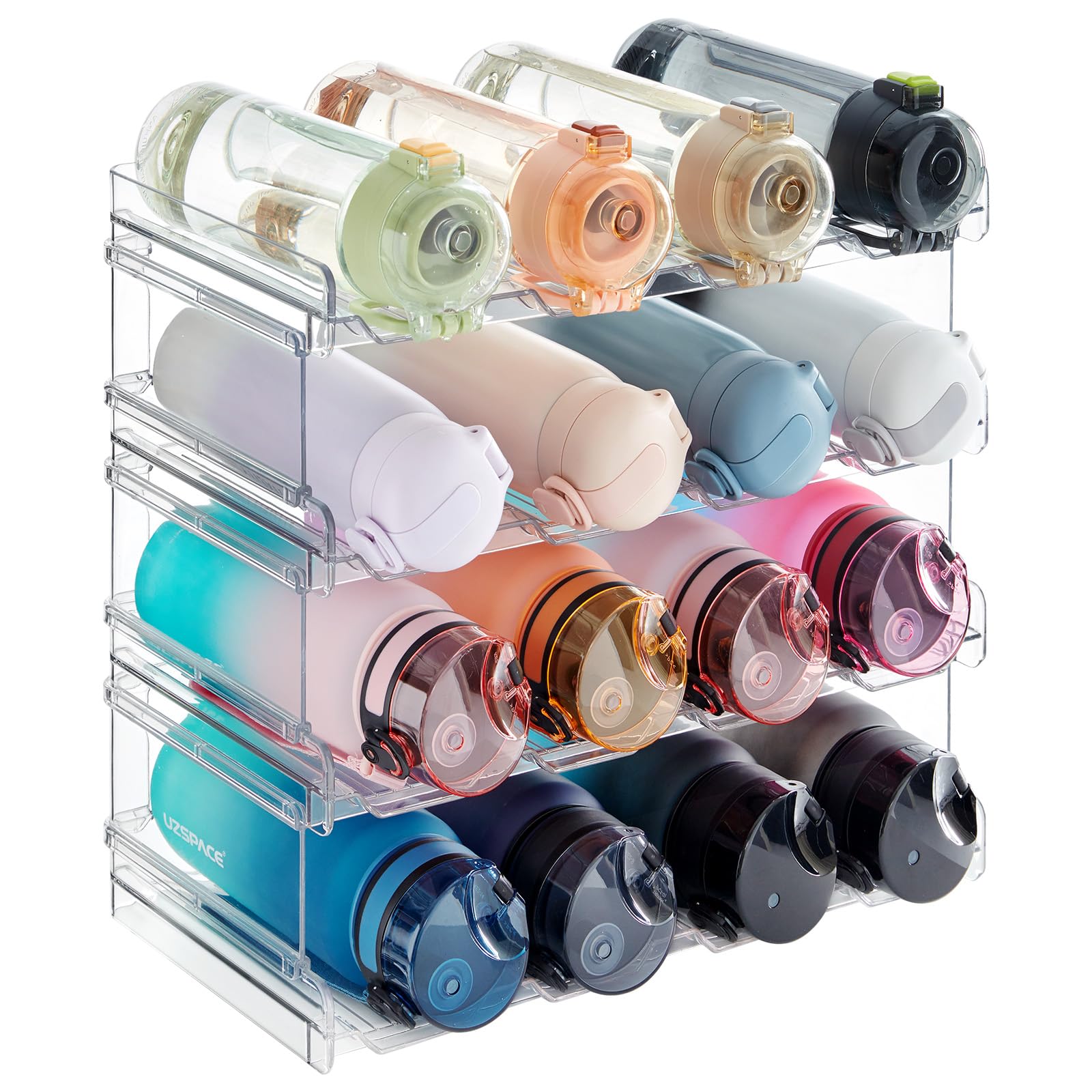 Lifewit Stapelbar Flaschenhalter für 16 Flaschen, Kunststoff Flaschen Organizer für Schrank Gefrierschrank Vorratskammer Kühlschrank Küchenarbeitsplatte, Flaschenregal Weinregal 41 x 34 cm/16×13"
