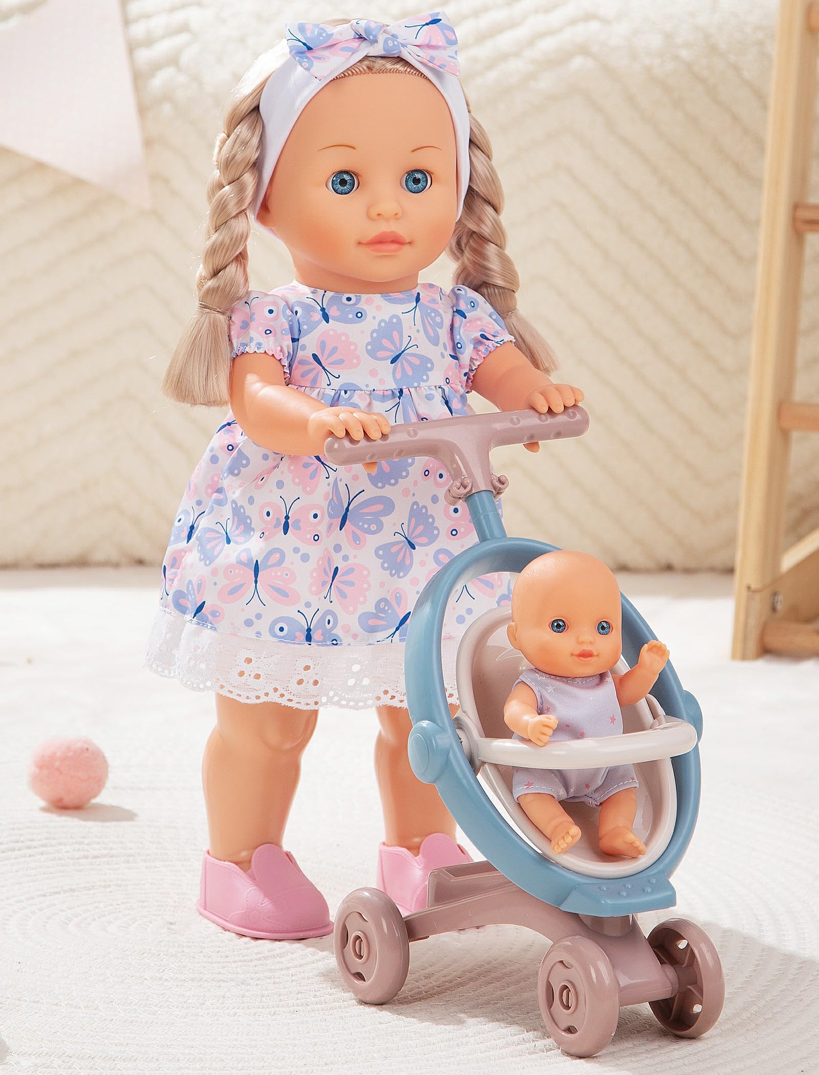 Mother Love Walking Dolls with Stroller & Sister