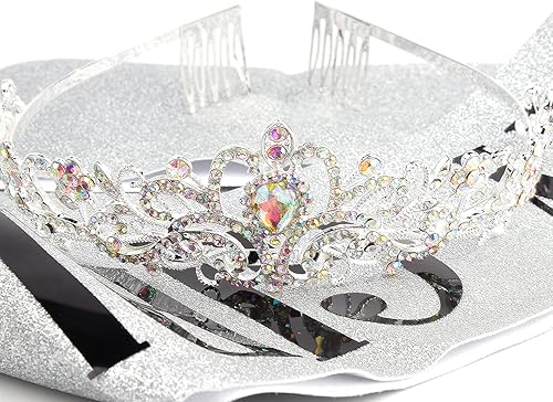 Miniatura 5 de Juego de banda y tiara de diamantes de imitación de COCIDE para cumpleaños, banda de cumpleaños y tiara para mujer, kit de decoración de cumpleaños,