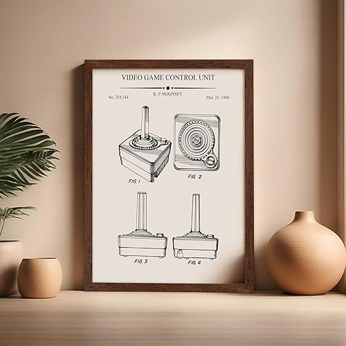 Miniatura 5 de Monem Art - Póster de 4 piezas para videojuegos, estampado de patente de videojuegos, arte de joystick, arte de controlador, arte de dibujo técnico,