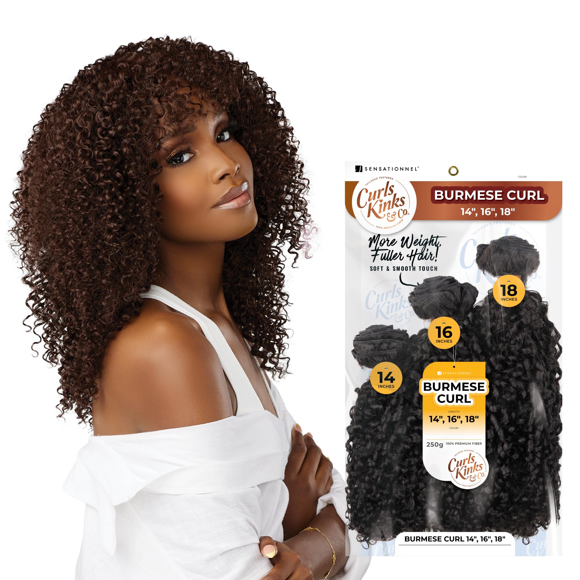 Sensationnel Curls kinksandco synthetic bundles - burmese curl multibundle quick weave hair for natural 3c to 4c hair textures (14 16 18 inch, 4