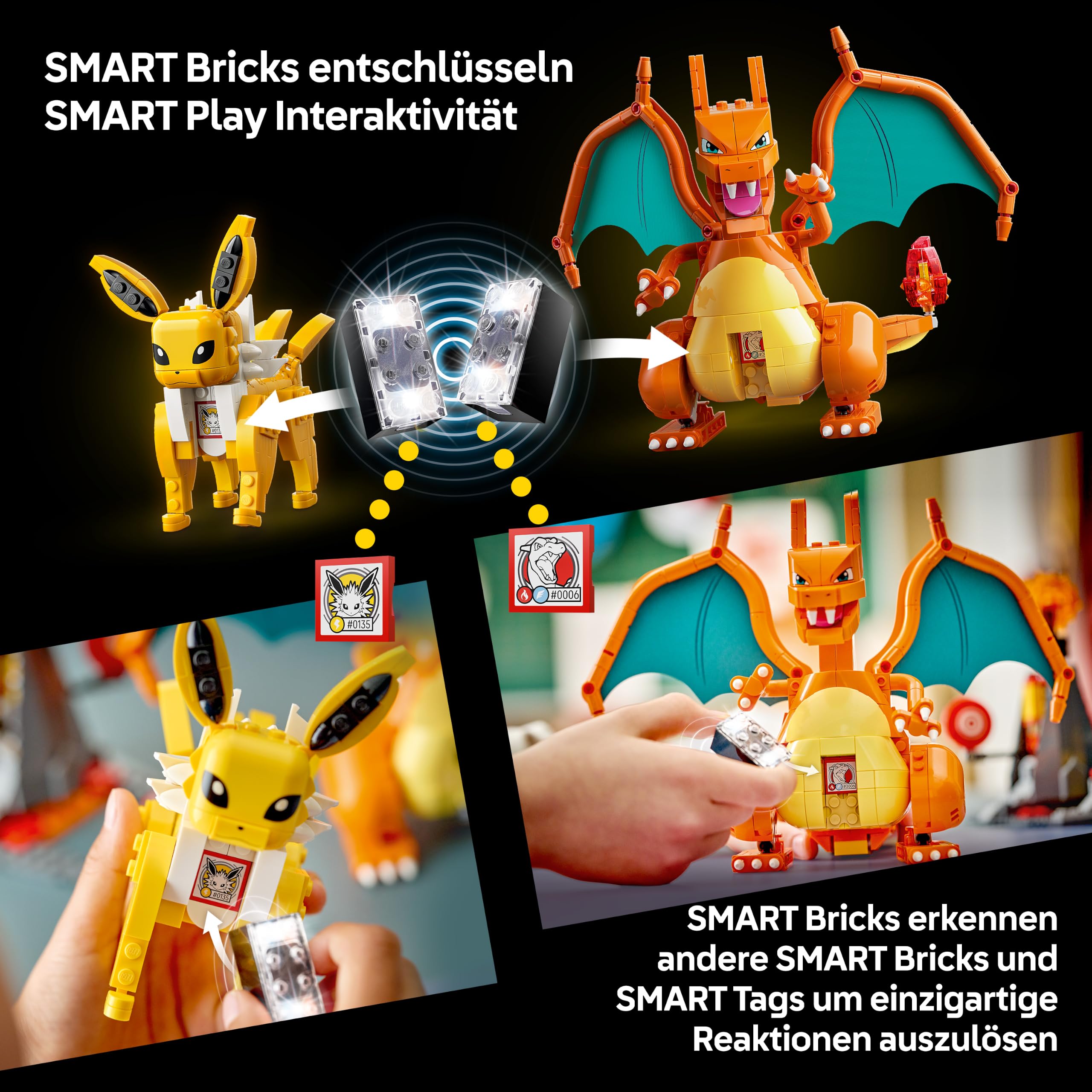 LEGO Pokémon SMART Play: Ultimativer Showdown zwischen Glurak und Blitza - All-in-1 Set mit 2 SMART Bricks, 4 Tags, 2 Figuren & Ladegerät - Geschenk für Kinder ab 8 Jahren - 72167