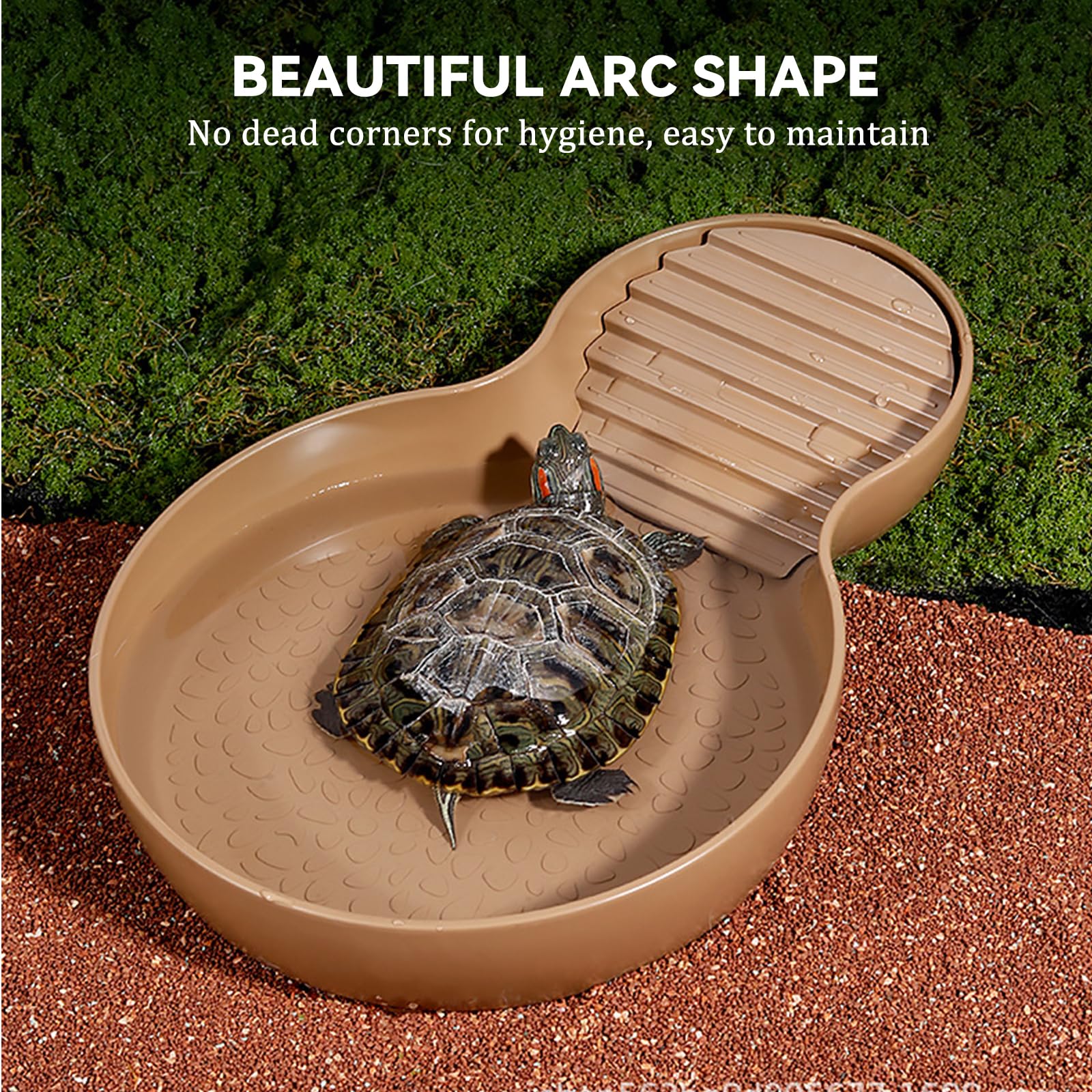 Vasca da Bagno per Tartarughe, Piatto per Acqua per Tartaruga con Rampa, Ciotola per Acqua per Rettili (26,5 × 18 × 4,2 cm) - 5