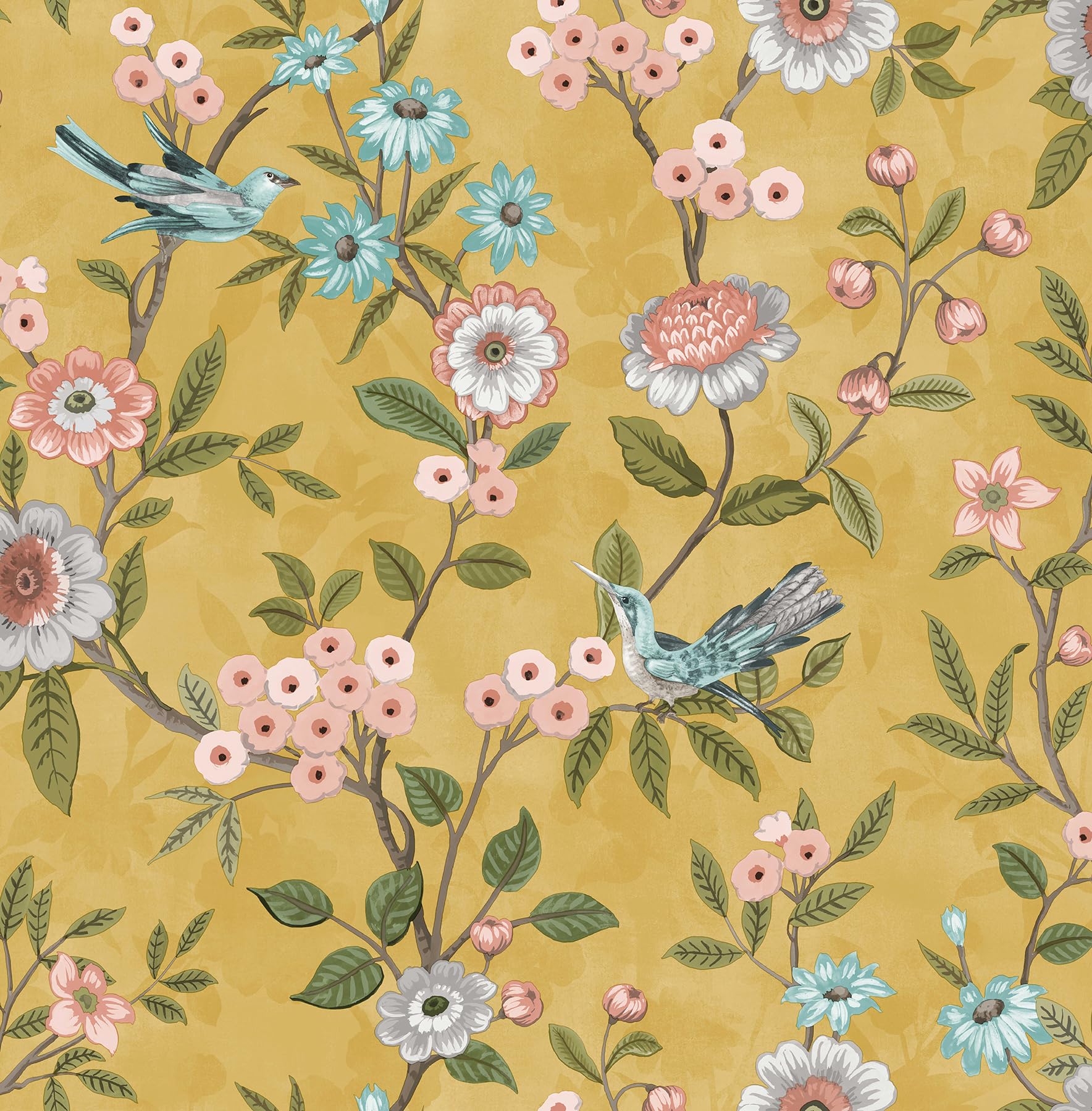 Fine Decor Eleanor Floral Ochre Wallpaper