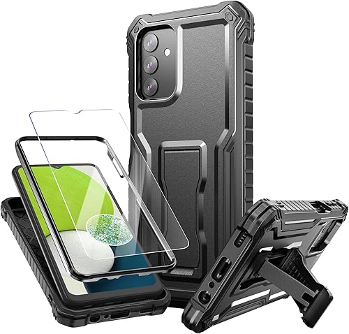 FITO Funda para Samsung Galaxy A03S 5G, doble capa a prueba de golpes resistente con protector de pantalla de vidrio para teléfono Samsung A03S 5G,