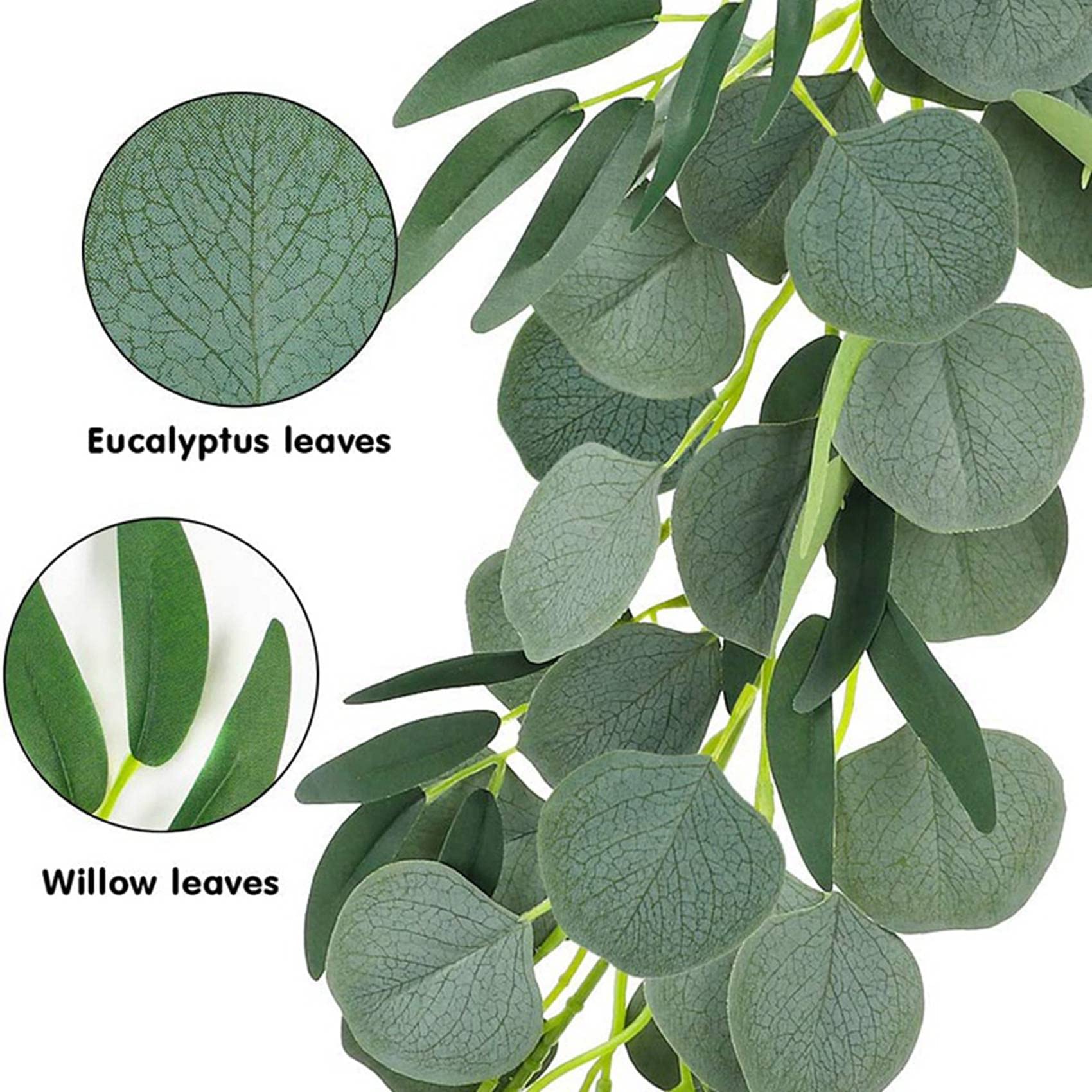 Künstlicher Eukalyptus mit Weidengirlande mit Blättern, 10 Stück