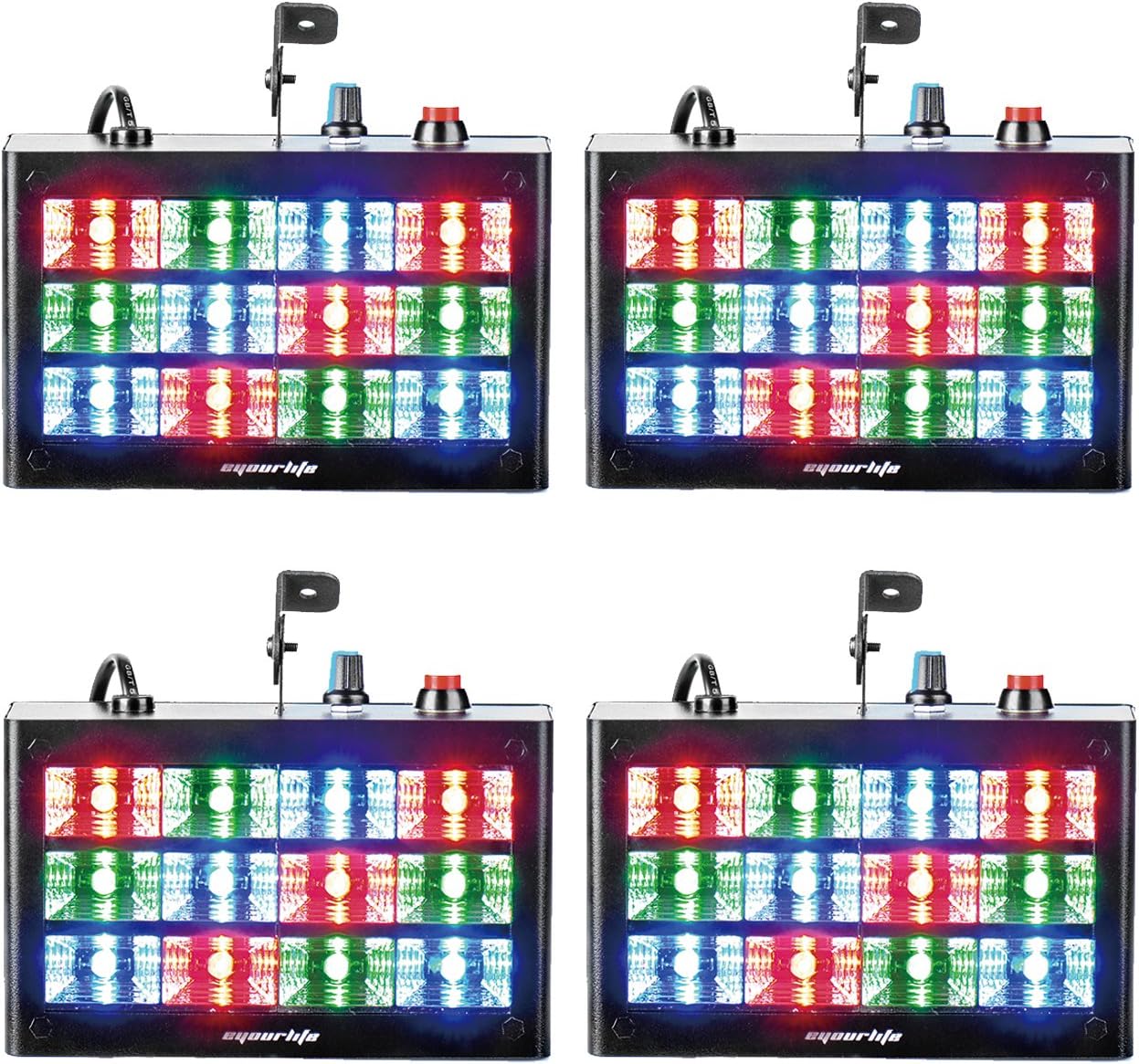 Eyourlife 4 Pack Strobe Light 12 LED 60 Watt RGB Flash