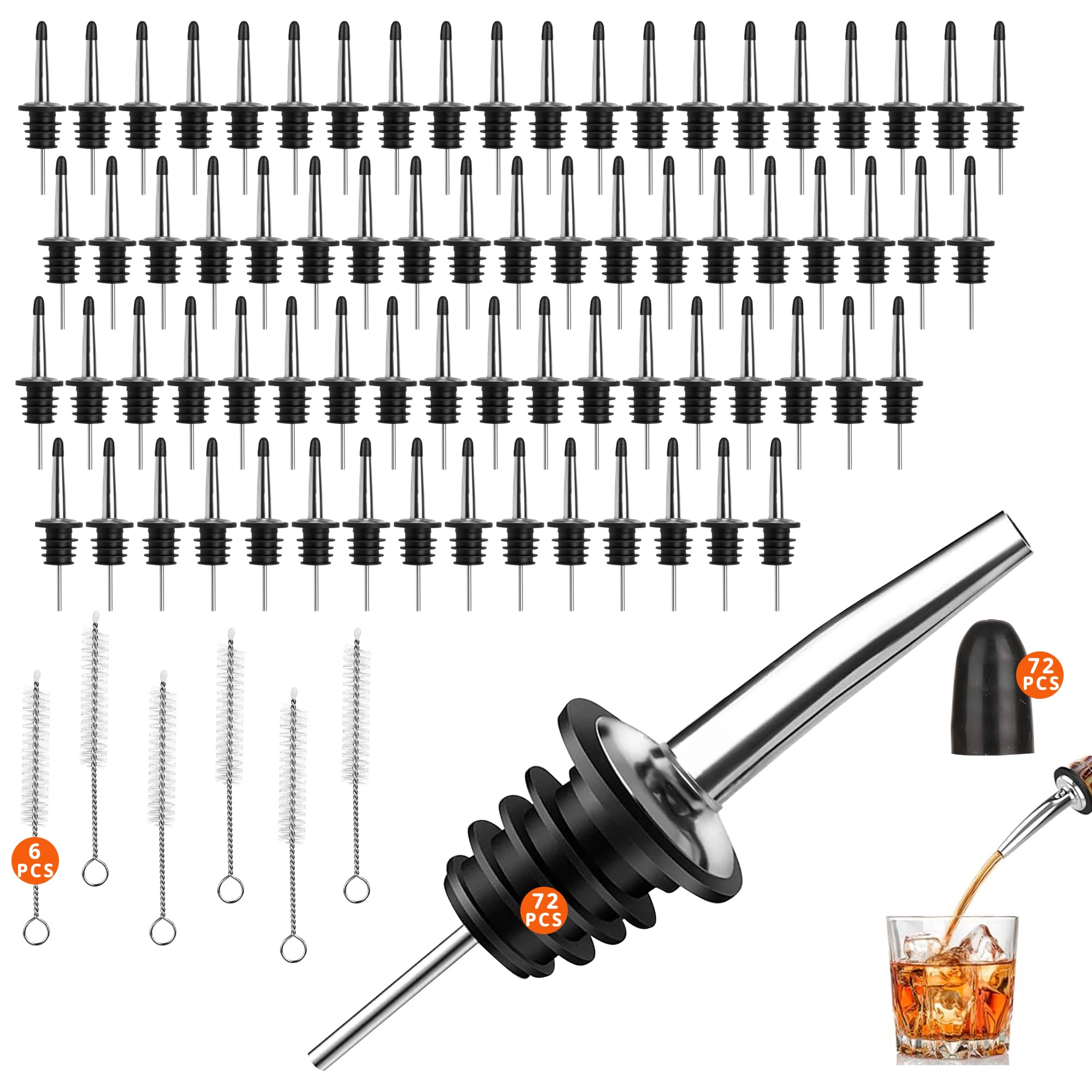 Amazon.com: 72 Pack Stainless Steel Liquor Pour Spouts with Dust
