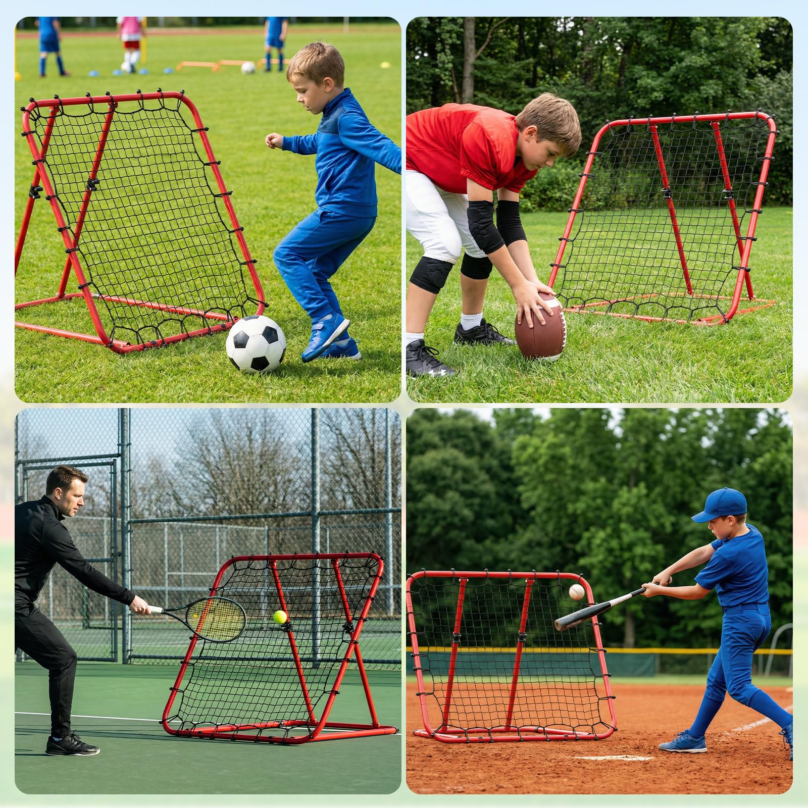 LARMNEE Reboteador de Fútbol con Ángulo Ajustable 0°-75°, Red de PE, Entrenamiento Portátil