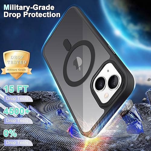 Miniatura 10 de Casewind Funda magnética para iPhone 14 y iPhone 13, probada en caídas de grado militar compatible con MagSafe, funda delgada translúcida mate para