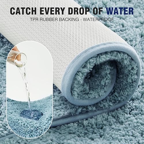 Miniatura 6 de TECHMILLY Alfombras de baño súper suaves, absorbentes, gruesas, antideslizantes, de secado rápido, lavables a máquina, para suelo de baño, bañera y