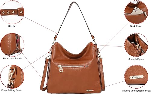 Miniatura 4 de Montana West - Bolsa grande de cuero para mujer portación oculta de arma con detalle de tachas bolsa cruzada albaricoque., beige., negro 1, Azul /