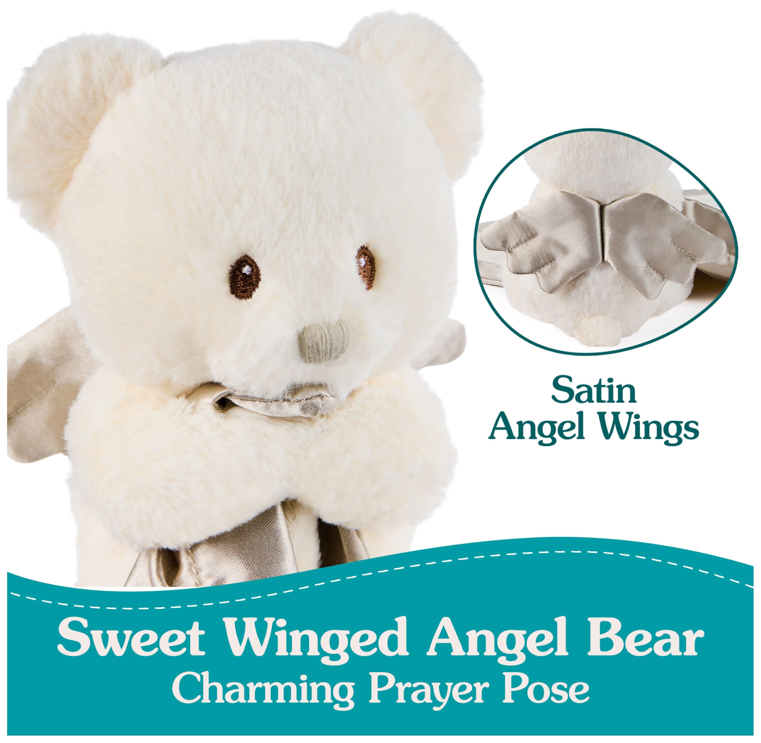 GUND Baby Angel Bear Lovey, orsacchiotto spirituale Lovey realizzato con materiali riciclati, coperta in peluche Lovey per neonati e neonati, bianco, 30,5 cm